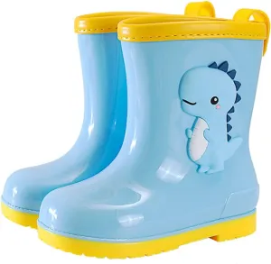 Toddler Dinosaur Cartoon Rain Boots Waterproof Rubber Boots Boys Girls Lightweight Easy On Garden Mud Boots