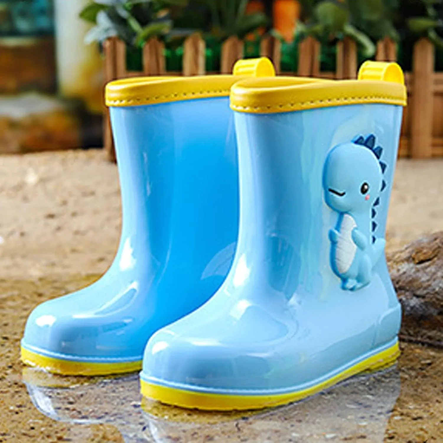 Toddler Dinosaur Cartoon Rain Boots Waterproof Rubber Boots Boys Girls Lightweight Easy On Garden Mud Boots