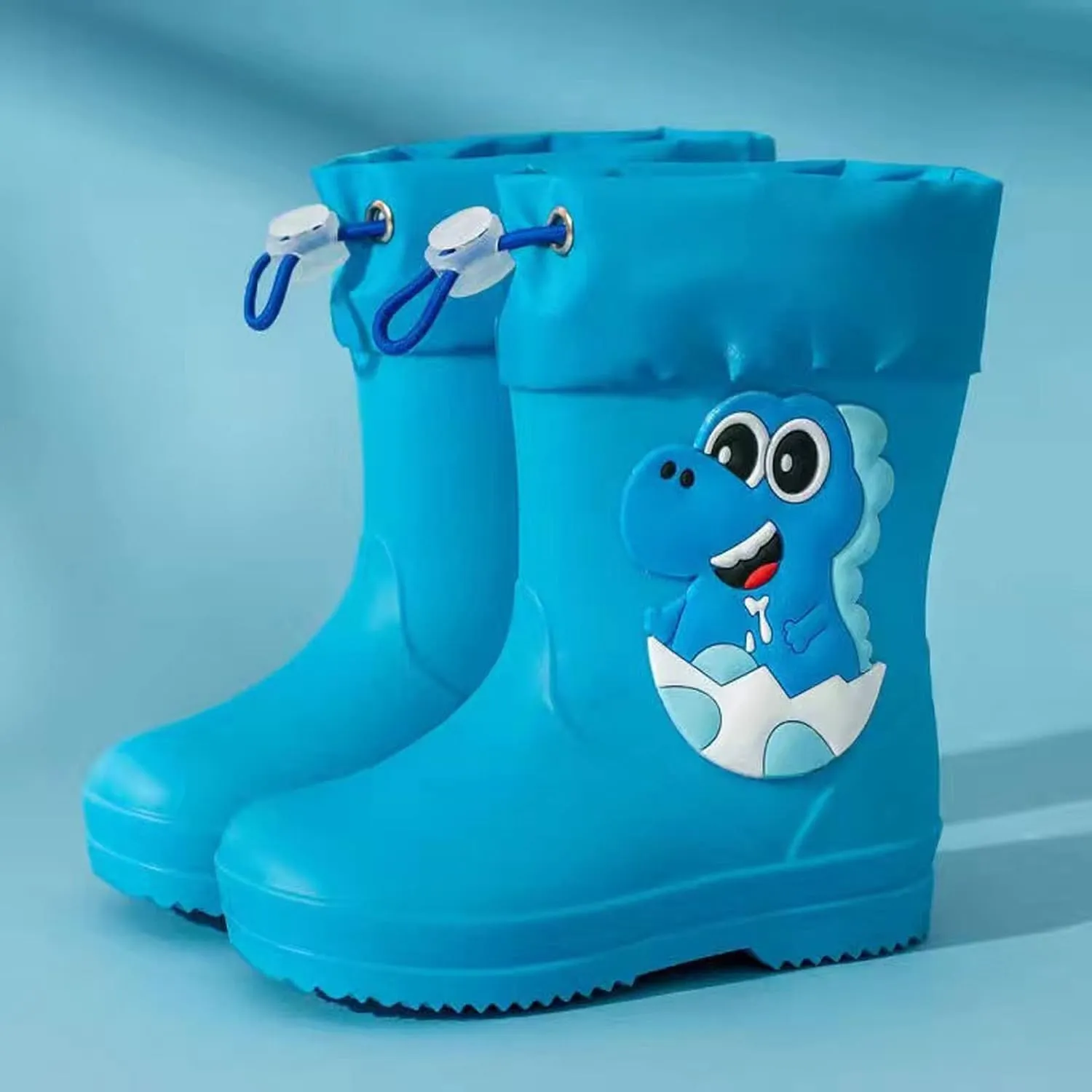 Toddler Dinosaur Rain Boots with Adjustable Buckle Infant Lightweight Non Slip Rainboots Kids Boys' Suede Boots Size 5