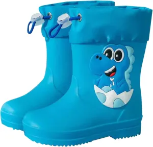 Toddler Dinosaur Rain Boots with Adjustable Buckle Infant Lightweight Non Slip Rainboots Kids Boys' Suede Boots Size 5