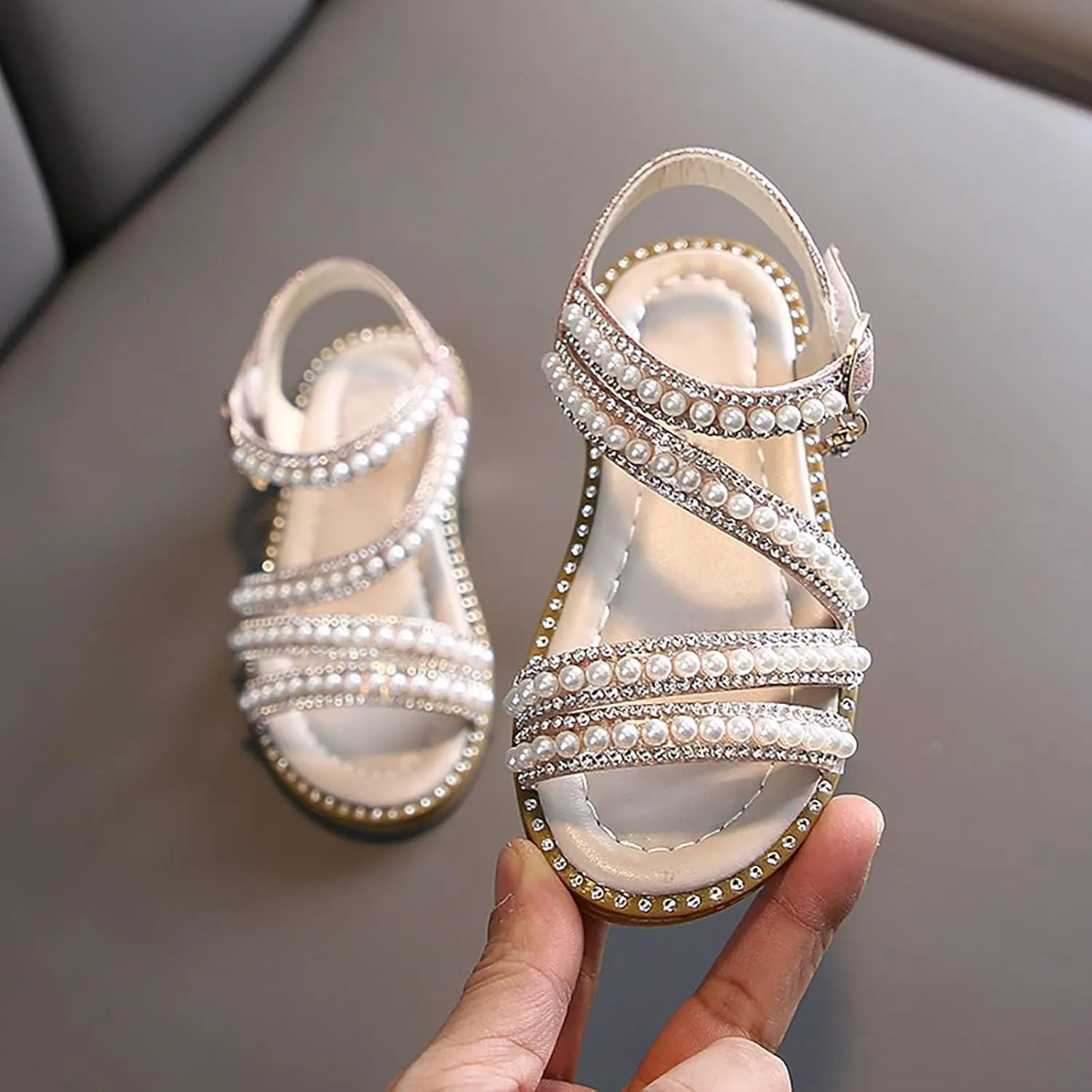 Toddler Flower Girl Sandals Girl Summer Dress Shoes Open Toe Toddler Little Kid Wedding White Cheer Shoes for Girls