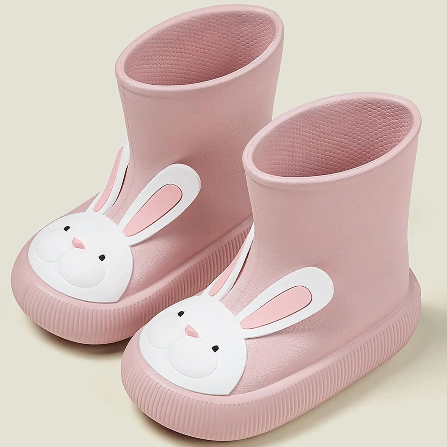 Toddler Girls Bunny Rain Boots Non-Slip Lightweight Outdoor Play Rain Shoes Kids Platform Soft Rubber Shoes