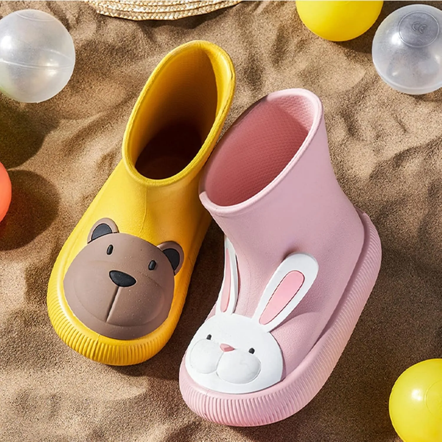Toddler Girls Bunny Rain Boots Non-Slip Lightweight Outdoor Play Rain Shoes Kids Platform Soft Rubber Shoes
