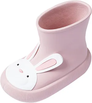 Toddler Girls Bunny Rain Boots Non-Slip Lightweight Outdoor Play Rain Shoes Kids Platform Soft Rubber Shoes
