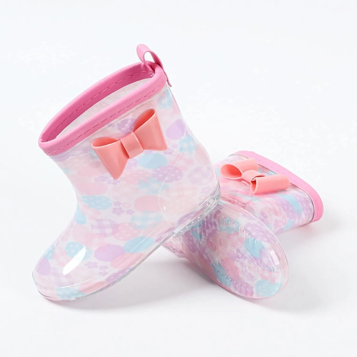 Toddler Girls Tie Dye Bowknow Rain Boots Kids Colorful Water esistant Lightweight Fashion Tall Boots for Toddler Girls