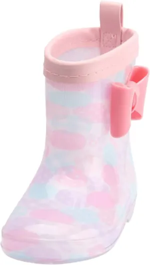 Toddler Girls Tie Dye Bowknow Rain Boots Kids Colorful Water esistant Lightweight Fashion Tall Boots for Toddler Girls