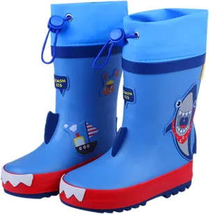 Toddler Kids Cartoon Rain Boots Boys Girls Mid Calf Rain Boots Ultra Lightweight Portable Chunky Rain Boots