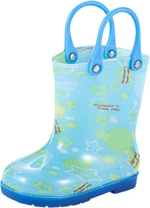 Toddler Kids Rain Boots Baby Cute Rainbow Bow Short Rain Boots Easy On Lightweight Booties for Girls