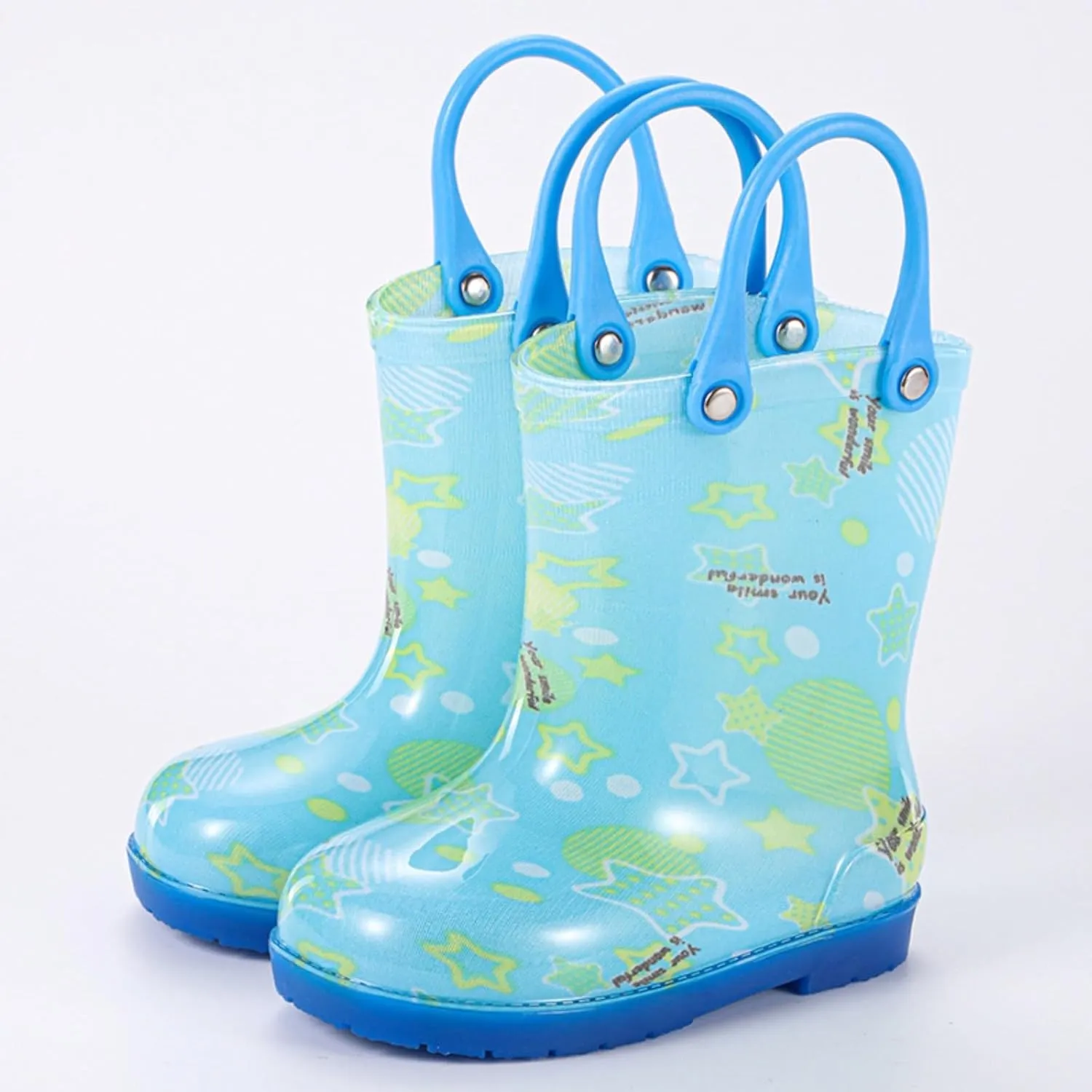 Toddler Kids Rain Boots Baby Cute Rainbow Bow Short Rain Boots Easy On Lightweight Booties for Girls