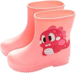 Toddler Kids Rain Boots Classic PVC Rubber Cartoon Dinosaur Print Water Shoes Rain Boots Baby Dress Shoes with Buckles