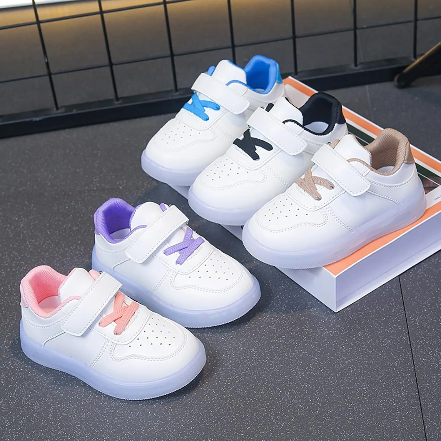 Toddler No Lace Glitter Sneakers Flat Non Slip Sole Rubber Lightweight Sport Shoes Baby Boys Girls First Walking Shoes