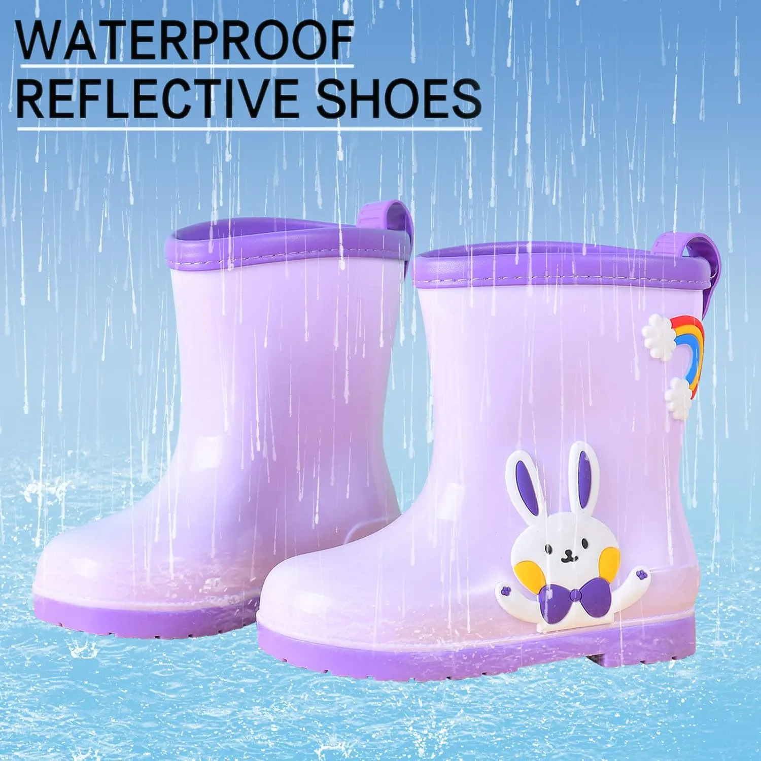 Toddler Rain Boots Baby Rain Boots Short Rain Boots for Toddler Easy-on Cute Lightweight ??aterproof Non Girls Heels