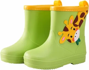 Toddler Rain Boots Boys Girls Giraffe Cartoon Rain Boots Kids Short Rainboots Easy-on Lightweight and Waterproof