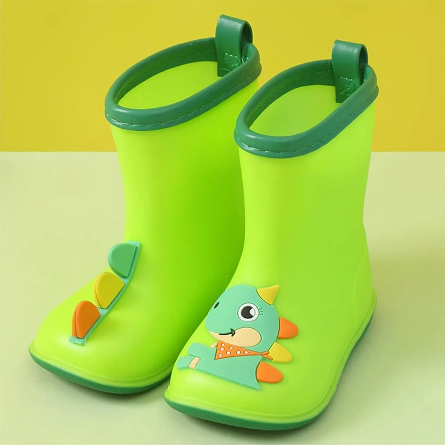 Toddler Slip On Rain Boots Kids Boys Girls Cute Cartoon Easy-on Lightweight Waterproof Easy On Garden Boots Large