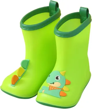 Toddler Slip On Rain Boots Kids Boys Girls Cute Cartoon Easy-on Lightweight Waterproof Easy On Garden Boots Large