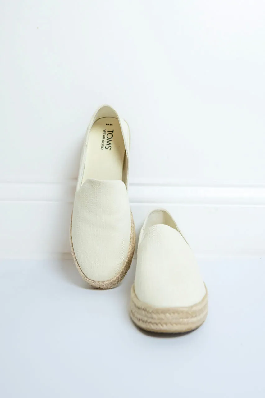 Toms Natural Twill Espadrille Slip-On Shoes