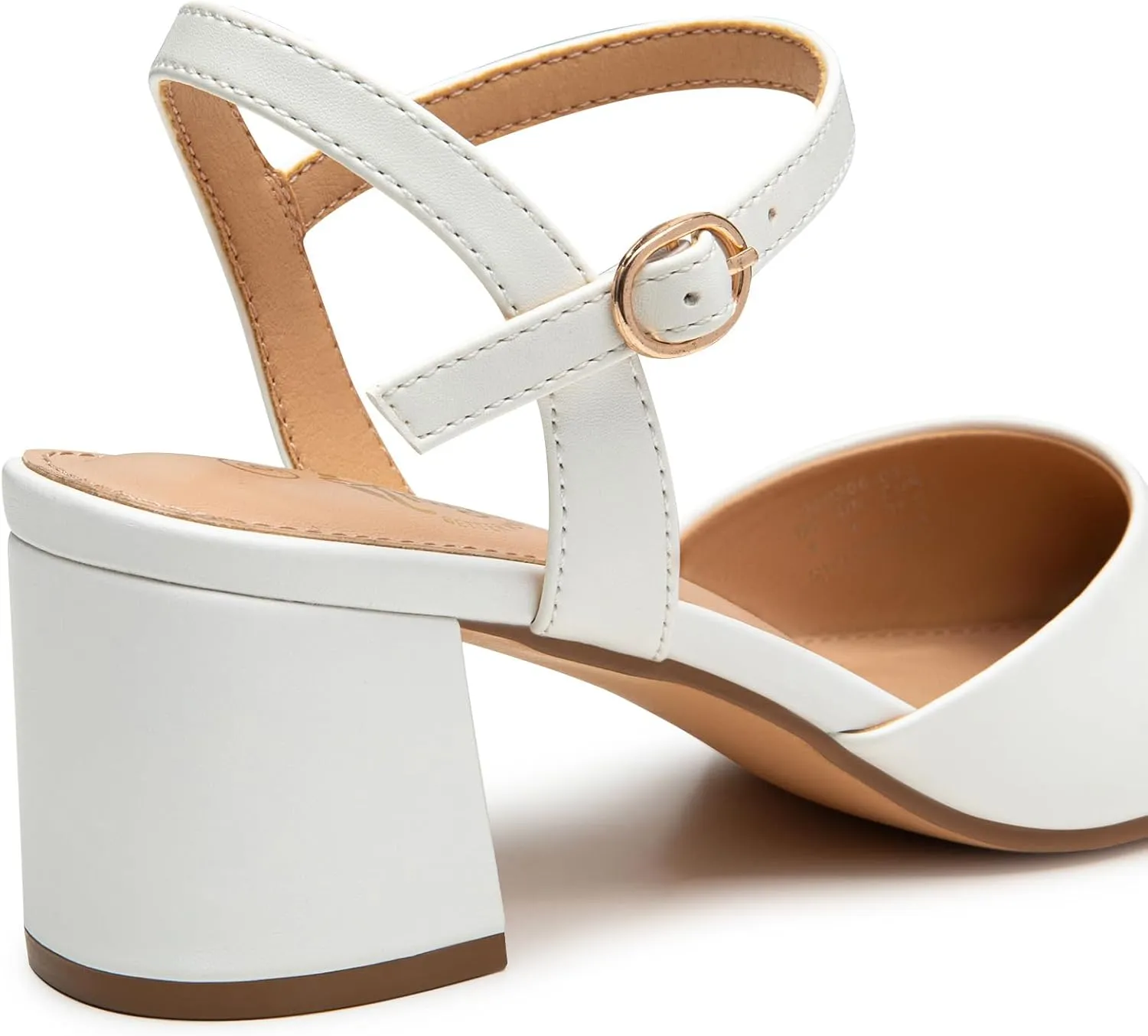 Trary Women's Pointed Toe Low Chunky Block Heels,Comfortable Adjustable Ankle Strap Closed Toe Work Wedding Dress Party Pumps Shoes