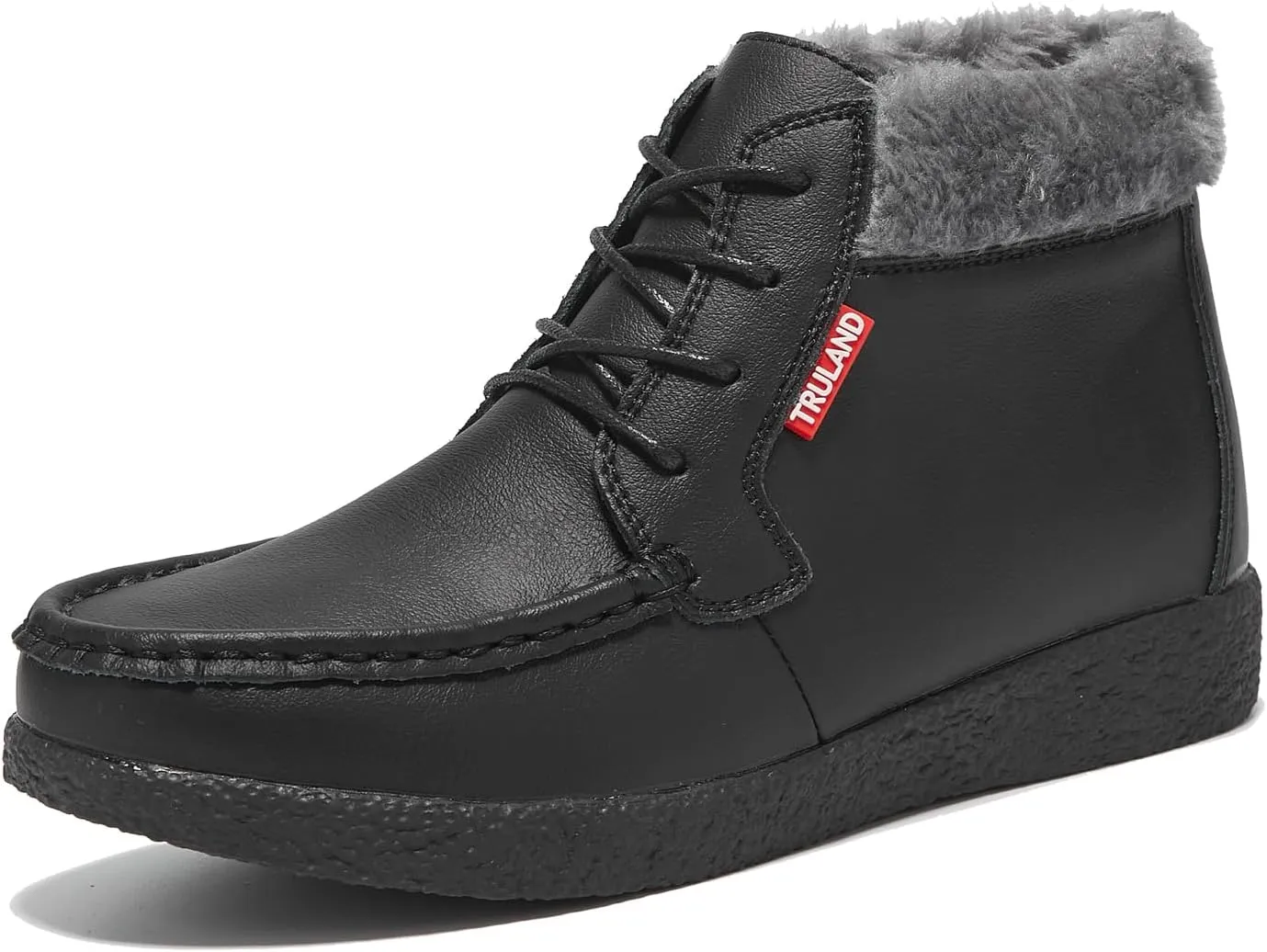 TRULAND Womens Winter Boots  Suede Leather Fur Lined Water Resistant Ankle Boots