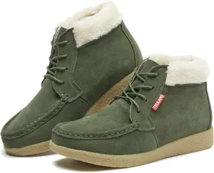 TRULAND Womens Winter Boots  Suede Leather Fur Lined Water Resistant Ankle Boots