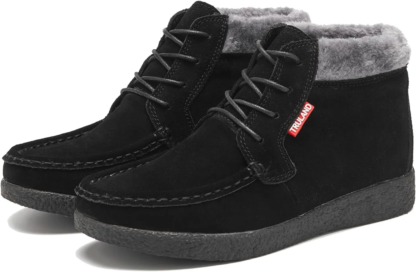 TRULAND Womens Winter Boots  Suede Leather Fur Lined Water Resistant Ankle Boots
