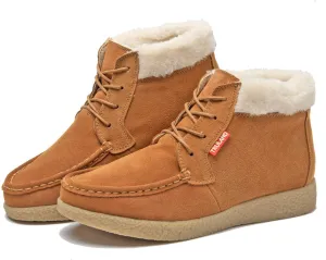 TRULAND Womens Winter Boots  Suede Leather Fur Lined Water Resistant Ankle Boots
