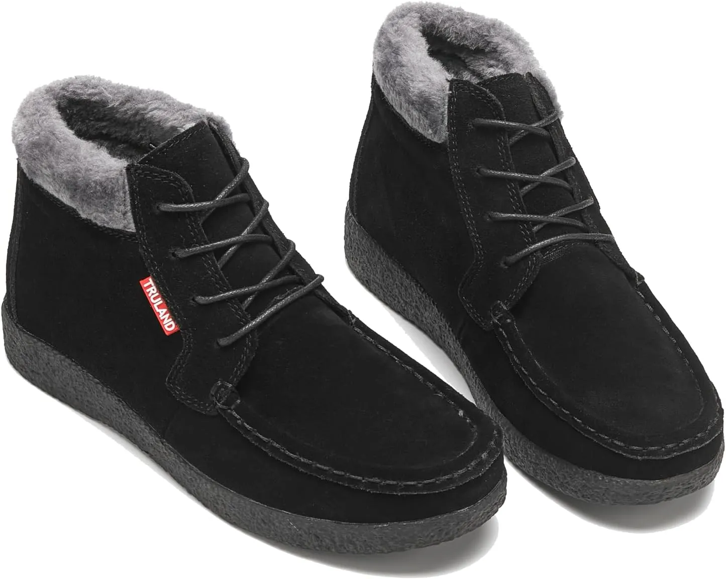 TRULAND Womens Winter Boots  Suede Leather Fur Lined Water Resistant Ankle Boots