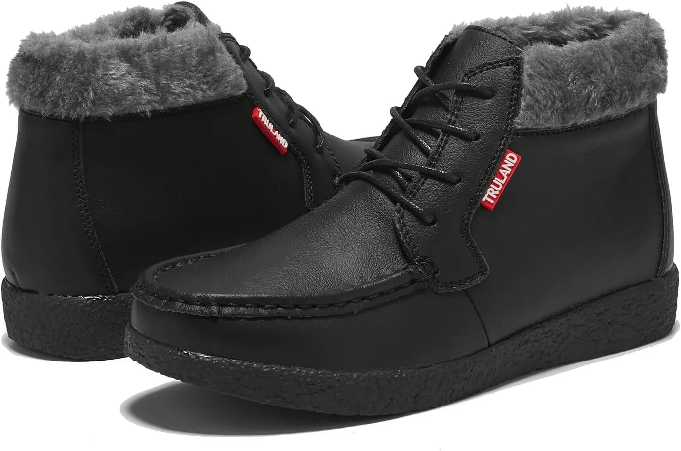 TRULAND Womens Winter Boots  Suede Leather Fur Lined Water Resistant Ankle Boots