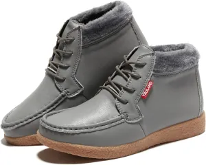 TRULAND Womens Winter Boots  Suede Leather Fur Lined Water Resistant Ankle Boots