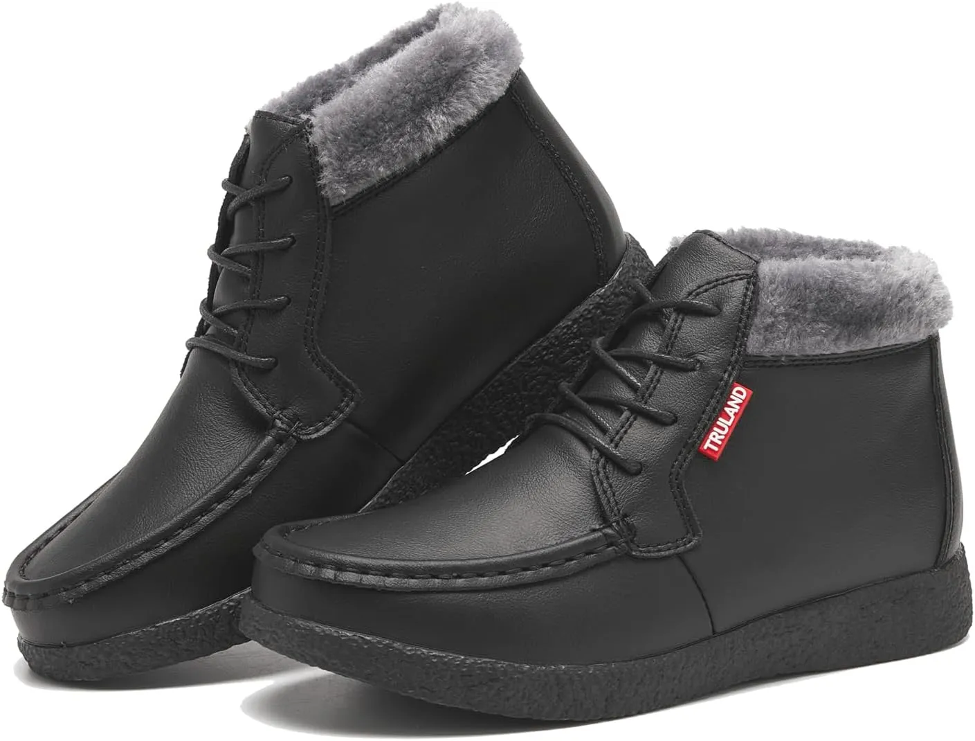 TRULAND Womens Winter Boots  Suede Leather Fur Lined Water Resistant Ankle Boots