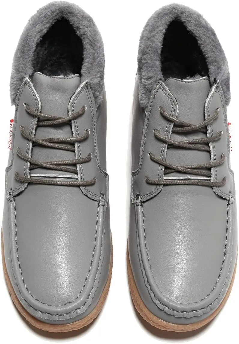 TRULAND Womens Winter Boots  Suede Leather Fur Lined Water Resistant Ankle Boots