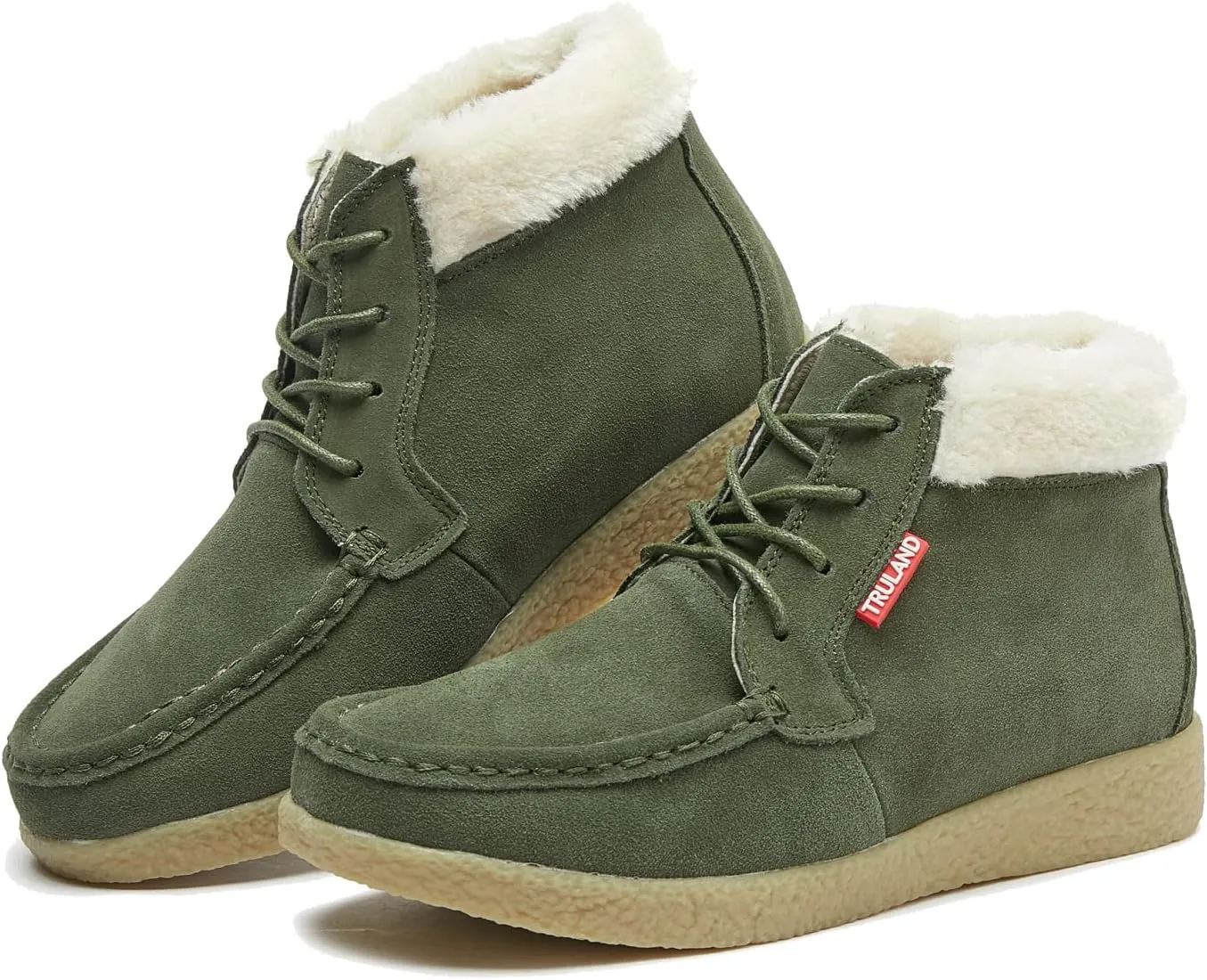 TRULAND Womens Winter Boots  Suede Leather Fur Lined Water Resistant Ankle Boots