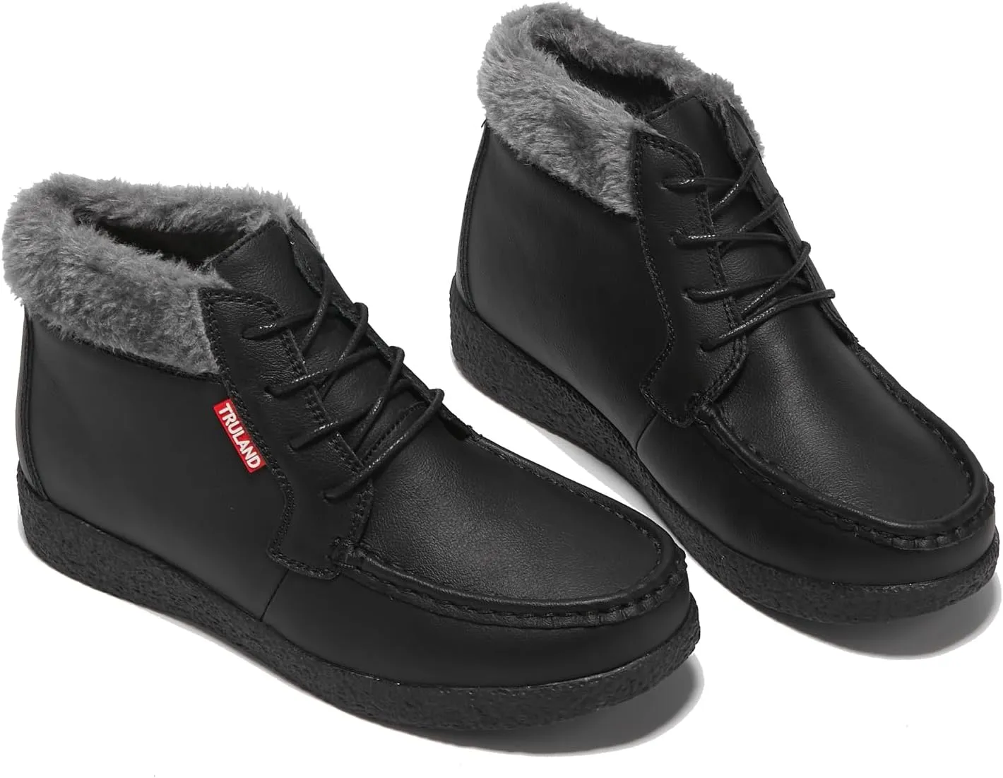 TRULAND Womens Winter Boots  Suede Leather Fur Lined Water Resistant Ankle Boots