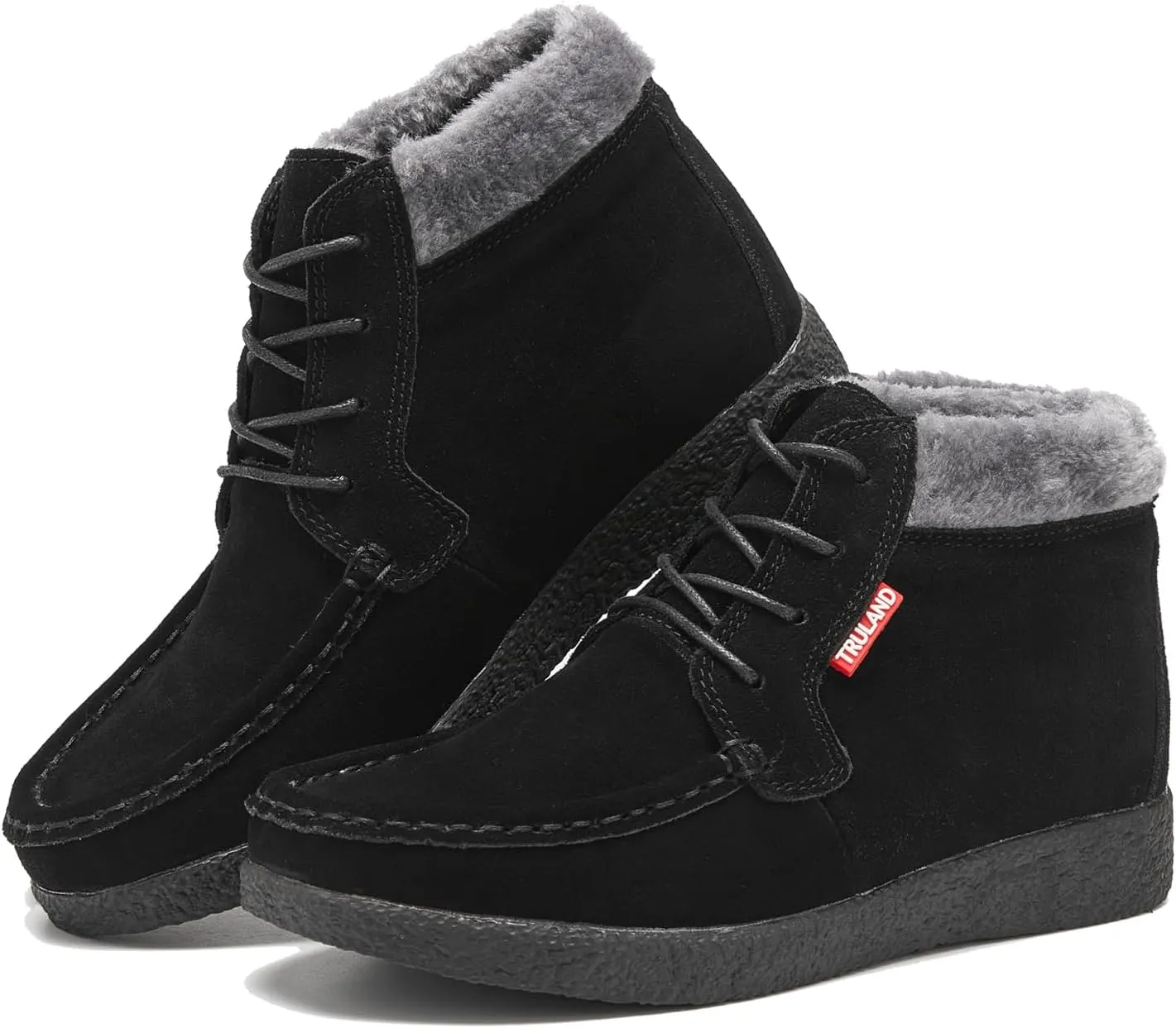TRULAND Womens Winter Boots  Suede Leather Fur Lined Water Resistant Ankle Boots