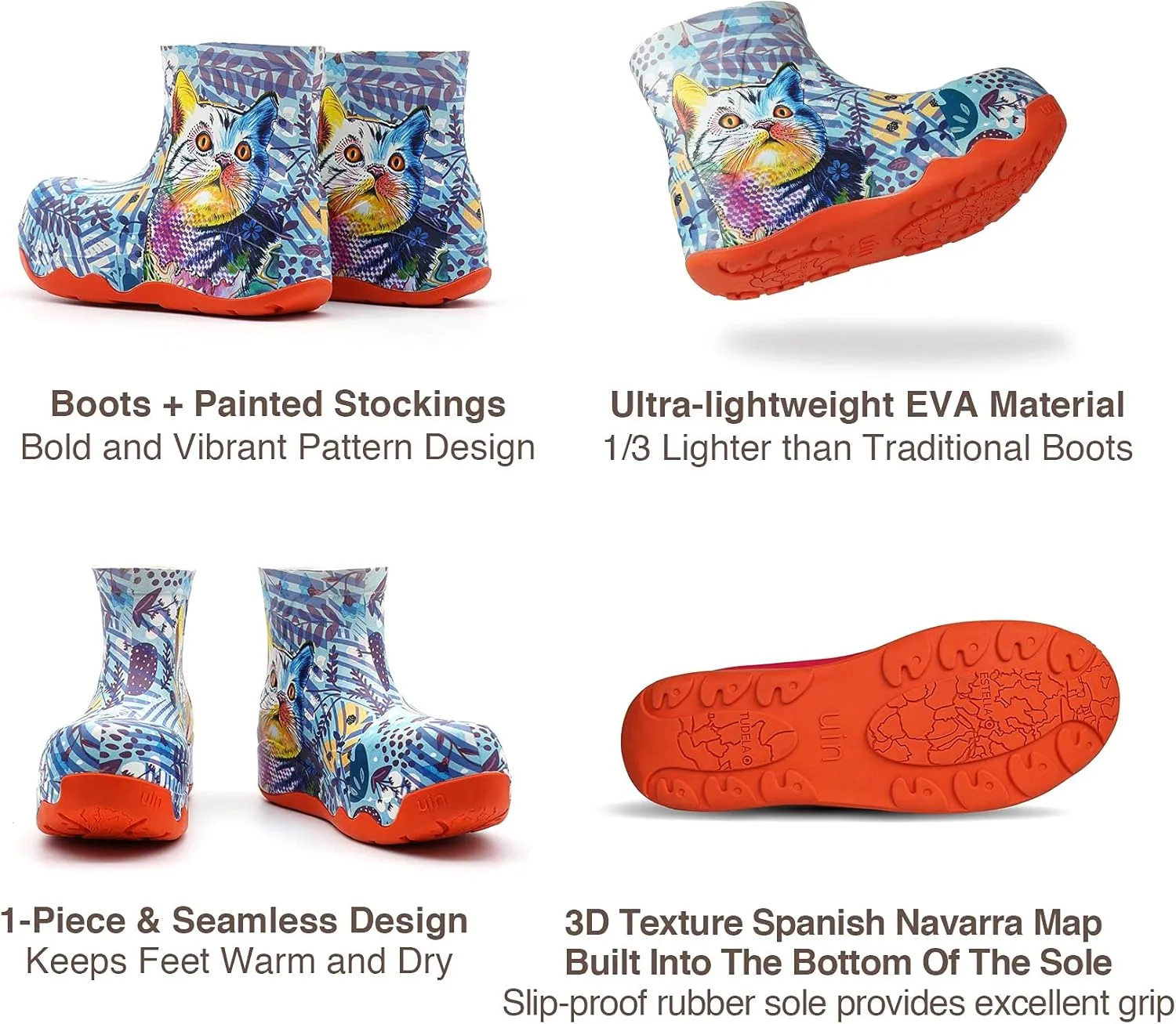 UIN Women's Ankle Fashion Boots Casual Comfort Walking Color Art Painted Shoes Navarra