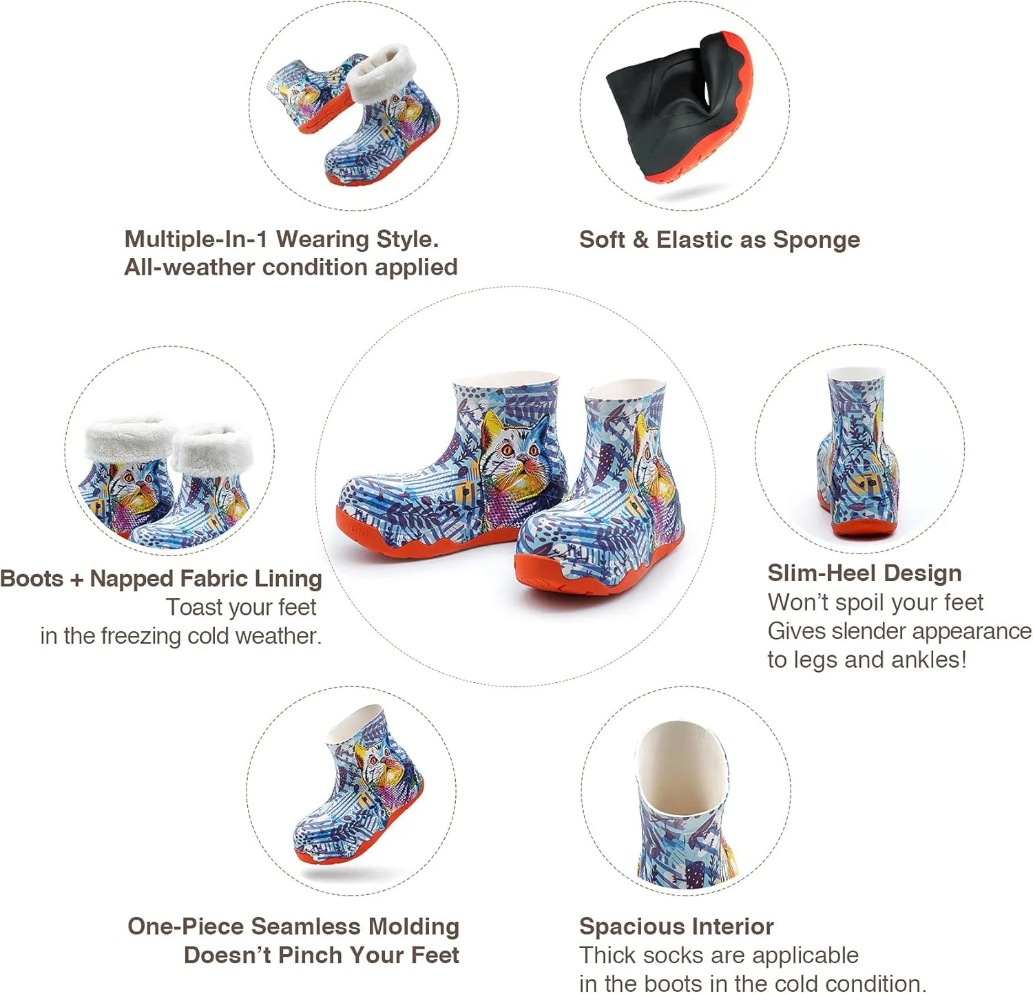 UIN Women's Ankle Fashion Boots Casual Comfort Walking Color Art Painted Shoes Navarra