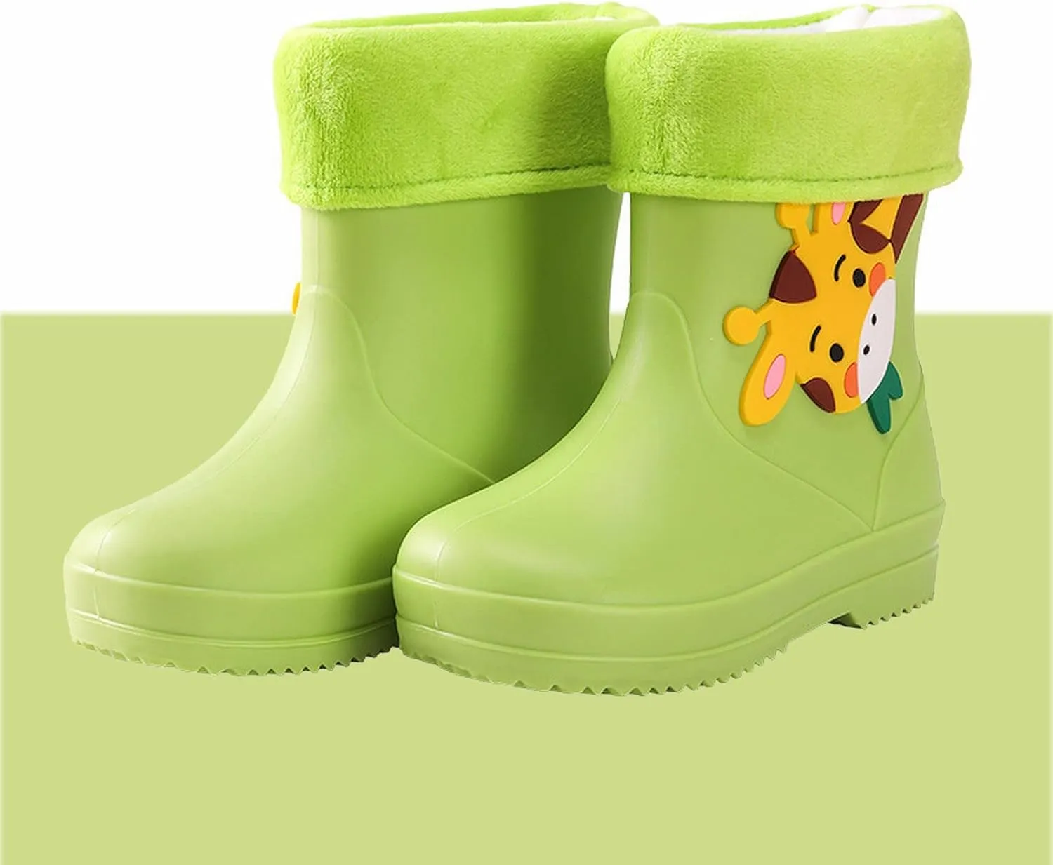 Unisex-Child Waterproof Cartoon Animal Pattern Rain Boot Toddler Boys Girls Non Slip Fleece Lined Rainboots Girls Cute