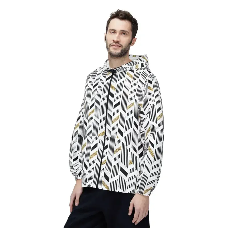Unisex Windbreaker Jacket Yellow Geometric Pattern