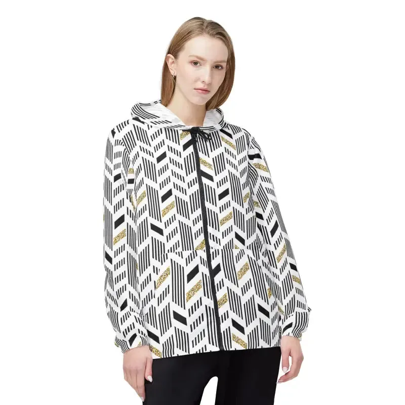 Unisex Windbreaker Jacket Yellow Geometric Pattern