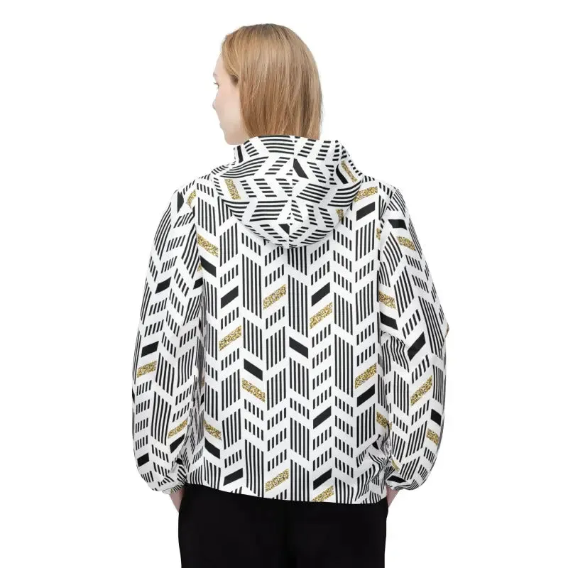Unisex Windbreaker Jacket Yellow Geometric Pattern