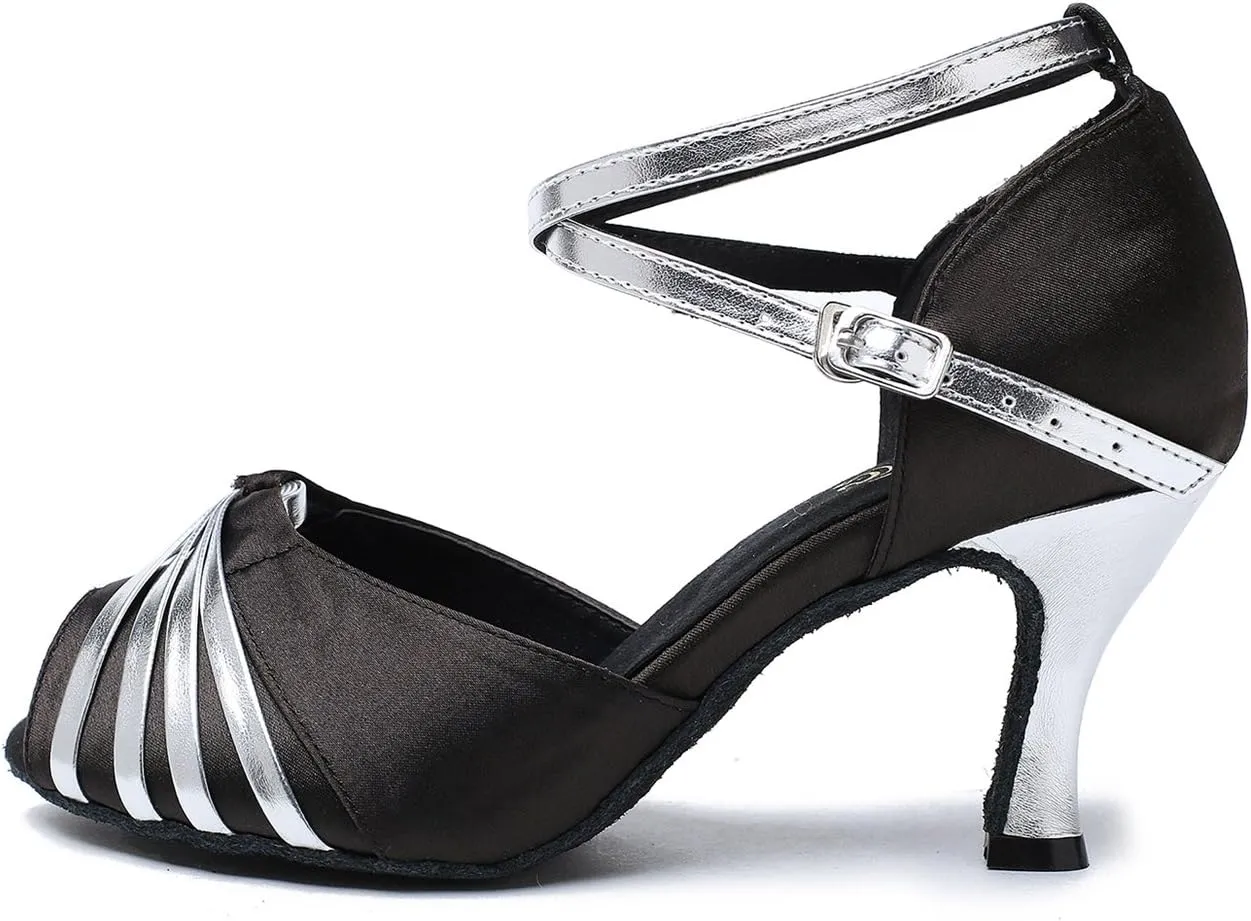 USinishion GL193B WoUSen's Knot Satin Synthetic Latin Professional Dance Shoes Wedding Evening Sandals