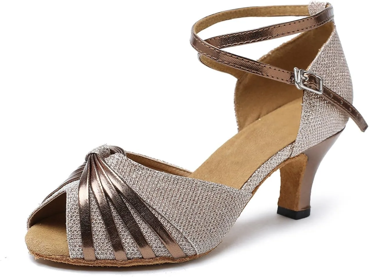 USinishion GL193B WoUSen's Knot Satin Synthetic Latin Professional Dance Shoes Wedding Evening Sandals
