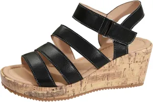 Wedge Sandals for Women Dressy Wide Orthopedic Sandals with Arch Support Open Toe Walking Shoes Hollow Out Travel Beach Comfort Slingback Casual Flat Shoes