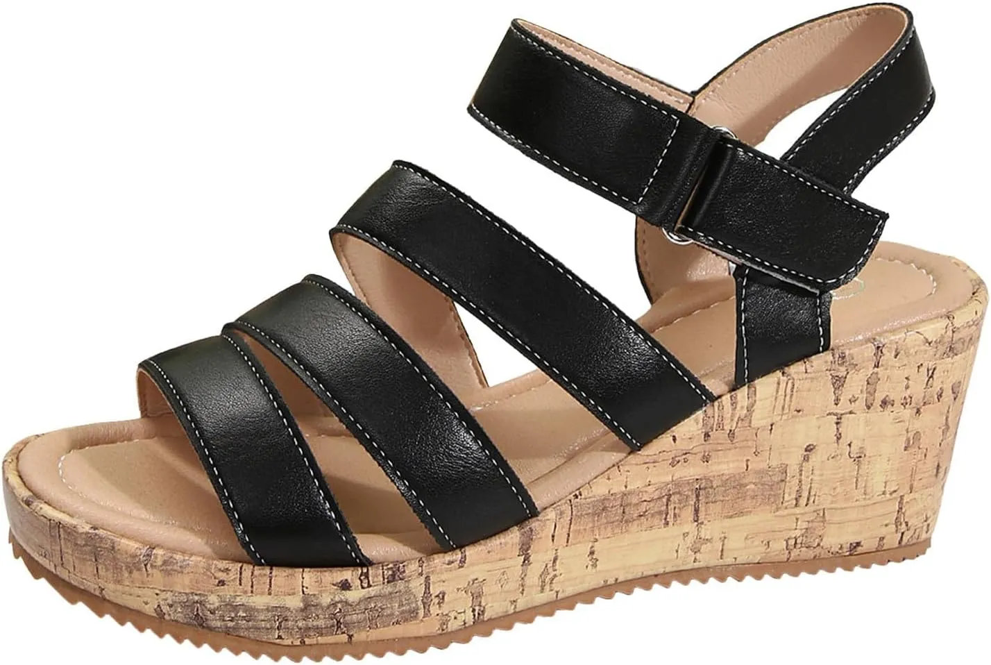 Wedge Sandals for Women Dressy Wide Orthopedic Sandals with Arch Support Open Toe Walking Shoes Hollow Out Travel Beach Comfort Slingback Casual Flat Shoes