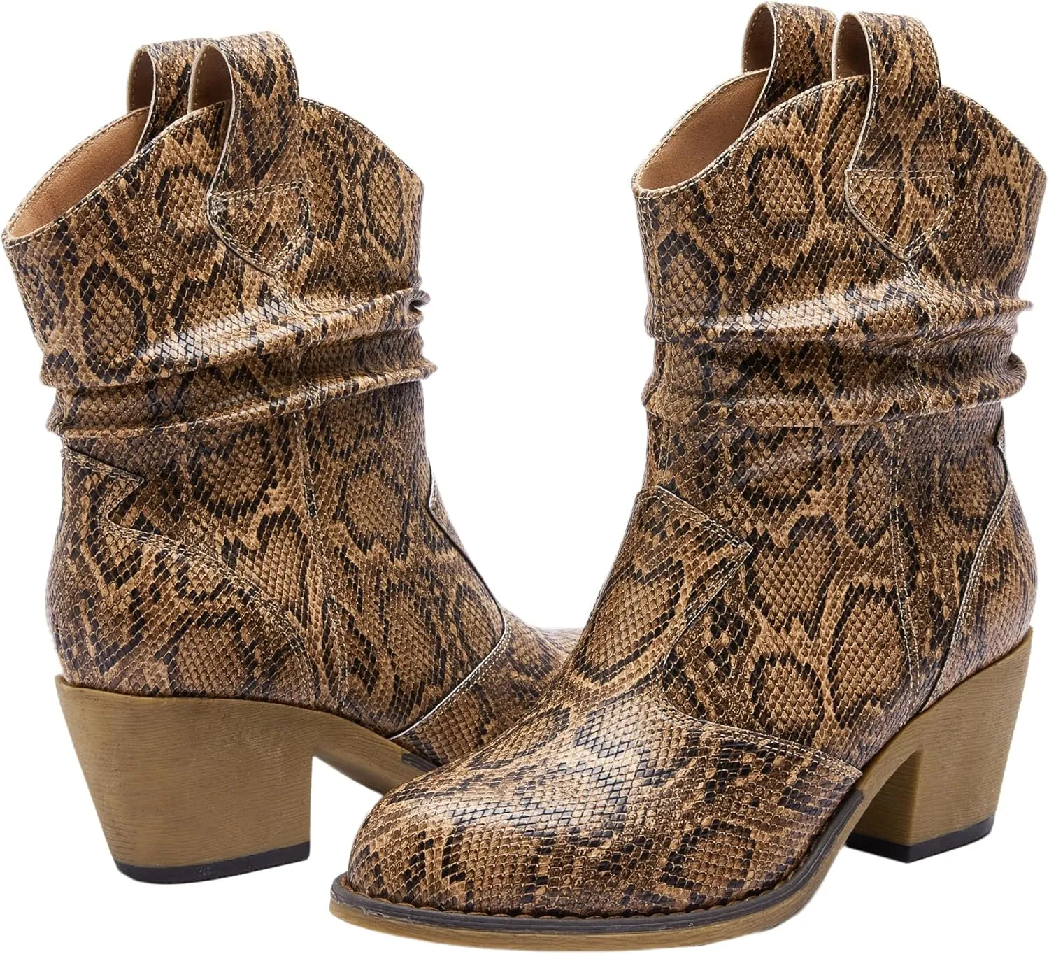 Western Cowboy Boots for Women - Durable Stack Heel and Ankle Style Cowgirl Boots - Comfortable Faux Leather Teen Girls & Women's Ankle Booties