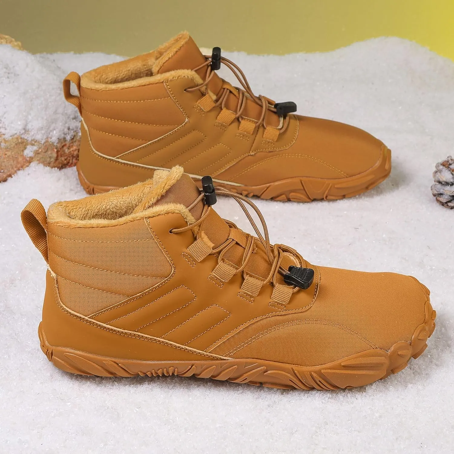 Winter Barefoot Shoes Womens Mens Winter Hiking Boots Warm Fur Lined Winter Snow Boots Waterproof Non-Slip Shoes