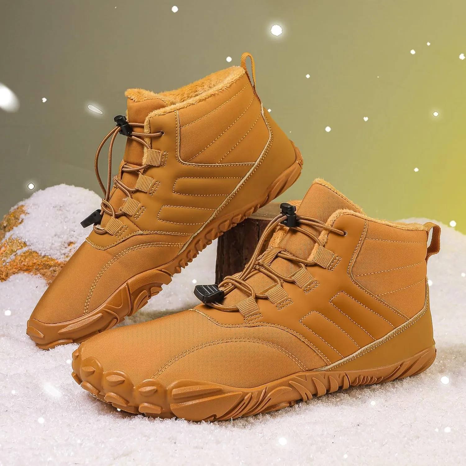 Winter Barefoot Shoes Womens Mens Winter Hiking Boots Warm Fur Lined Winter Snow Boots Waterproof Non-Slip Shoes