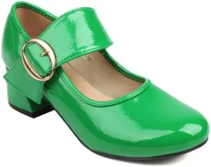 Women Vintage Mary Jane Shoes Round Toe Block Heels Pumps with Belt Buckles