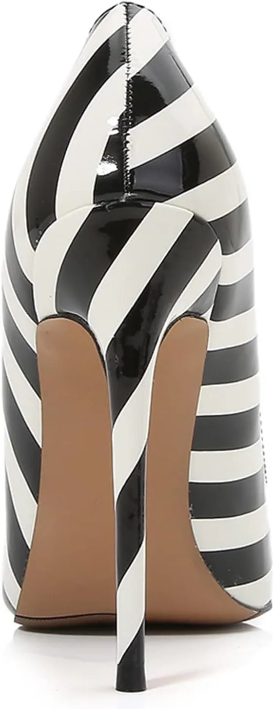 Women Zebra Print Pumps Sexy Pointed Toe High Heel 4.7 Inch/12Cm Party Stiletto Heels Shoes Comfort Dress Slip on Shoes