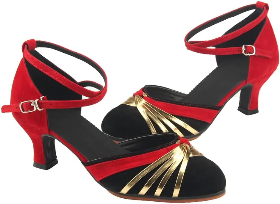 Women's Ankle Strap Sandal Latin Dance Shoes Closed Toe Sandals Evening Heels