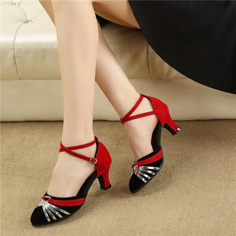 Women's Ankle Strap Sandal Latin Dance Shoes Closed Toe Sandals Evening Heels